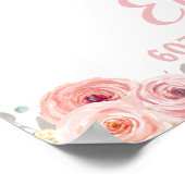 Chique Roze Bloemige Theepartij Verjaardags Welkom Poster (Hoek)