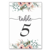 Chique Roze Bloemige Trouwtafel Nummer Kaart (Voorkant)