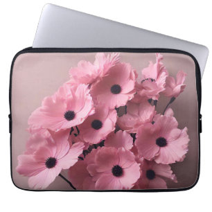 Chique roze bloemige waterverf bruids- laptop sleeve