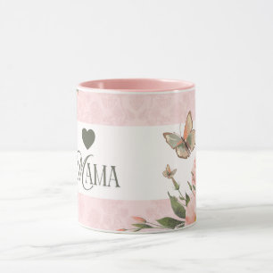 Chique Roze Bloemvlinder MAMA Koffiekop Mok