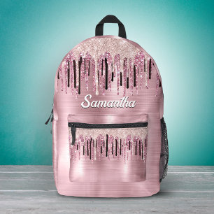 Chique roze blos roze druipend monogram bedrukte rugzak