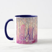 Chique roze blos roze glinster druppels monogram mok (Links)