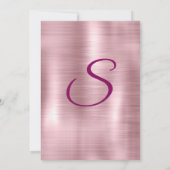 Chique roze blozende roze druipend monogram notiti kaart (Achterkant)