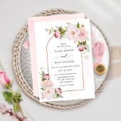 Chique roze blush en Roos goud alles in één bruilo Kaart