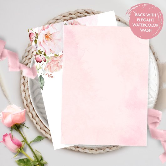 Chique Roze, Blush en Roos Gouden Bloemen Bruiloft Kaart