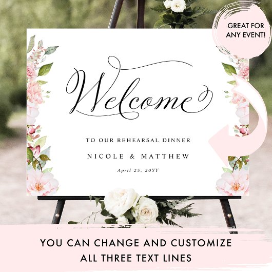 Chique roze blush en Roos gouden bruiloft welkom t Poster