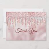 Chique roze blush gouden glittersprankels bedankkaart (Voorkant)