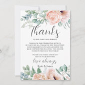 Chique Roze Blush Roos Bloemen Bruiloft QR Share F Bedankkaart (Voorkant)