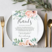 Chique Roze Blush Roos Bloemen Bruiloft QR Share F Bedankkaart