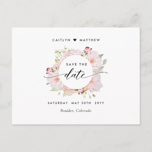 Chique roze, blush, Roos gouden bruiloft opslaan v Briefkaart (Voorkant)