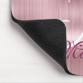 Chique roze blush roze druipend monogram muismat (Hoek)