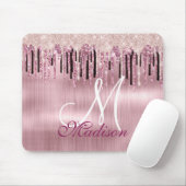 Chique roze blush roze druipend monogram muismat (Met muis)