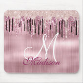 Chique roze blush roze druipend monogram muismat (Voorkant)