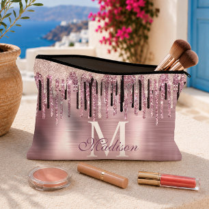 Chique roze blush roze druipend monogram notitiebo etui