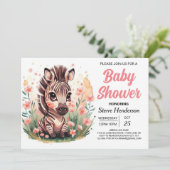 Chique roze Boho Zebra Baby shower Kaart (Staand voorkant)