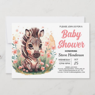 Chique roze Boho Zebra Baby shower Kaart