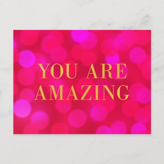 Chique roze bokeh lampjes faux goud je bent geweld briefkaart (Voorkant)