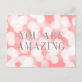 Chique roze bokeh lampjes faux zilver je bent gewe briefkaart (Voorkant)