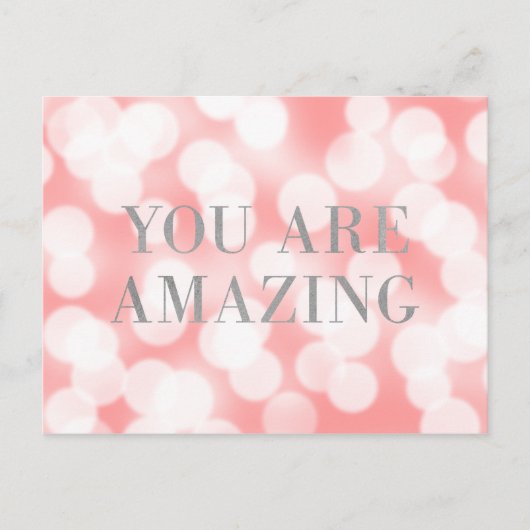 Chique roze bokeh lampjes faux zilver je bent gewe briefkaart (Voorkant)