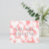 Chique roze bokeh lampjes faux zilver je bent gewe briefkaart (Staand voorkant)
