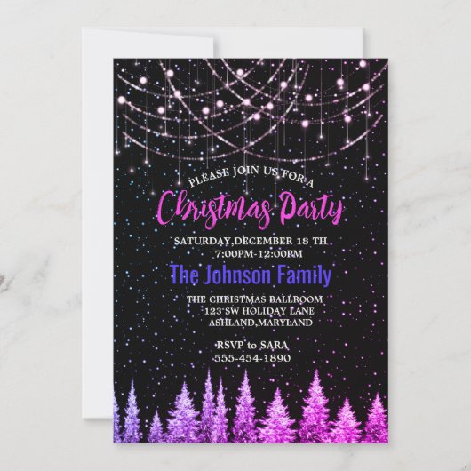 Chique roze bomen Kerstverlichting Kaart (Voorkant)