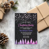 Chique roze bomen Kerstverlichting Kaart