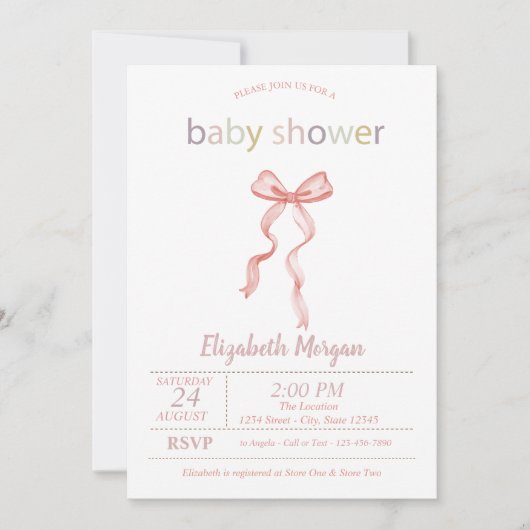 Chique roze boog gestippeld Baby shower Kaart (Voorkant)