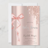 Chique roze boog Roos gouden druppels Baby shower Kaart (Voorkant)