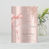 Chique roze boog Roos gouden druppels Baby shower Kaart (Staand voorkant)