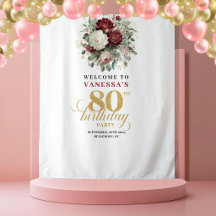Chique Roze Bourgondië Bloemen 80e Verjaardag Acht