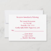 Chique Roze Bruiloftsreceptie RSVP Kaart (Achterkant)