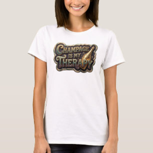 Chique Roze CHAMPAGNE IS MIJN THERAPIE Artistiek M T-shirt
