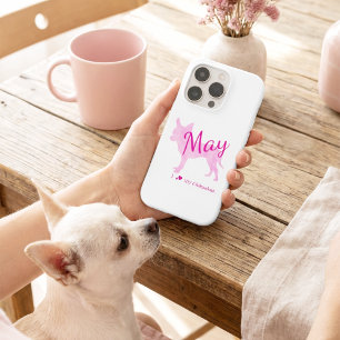 Chique Roze Chihuahua Silhouet Aangepaste Naam iPhone 16 Pro Hoesje