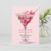 Chique roze cocktails | Vrijgezellenweekend Kaart (Staand voorkant)