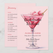 Chique roze cocktails | Vrijgezellenweekend Kaart (Voorkant / Achterkant)