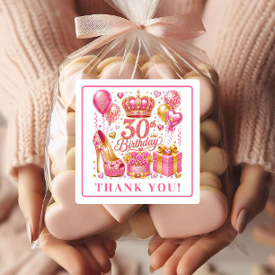 Chique roze confetti 30th verjaardagsstickers vierkante sticker