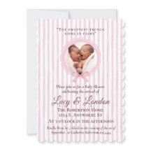 Chique Roze Coquette Gestreepte Twin Baby Shower
