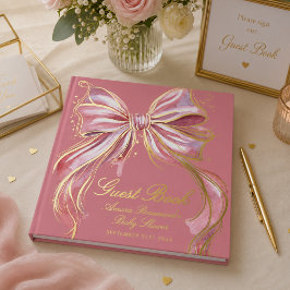 Chique Roze Couture Waterverf Lint Gouden Baby Sho Gastenboek