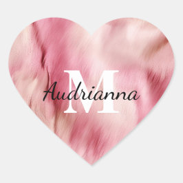 Chique roze cowgirl Koeienhuid Monogram Hart Sticker