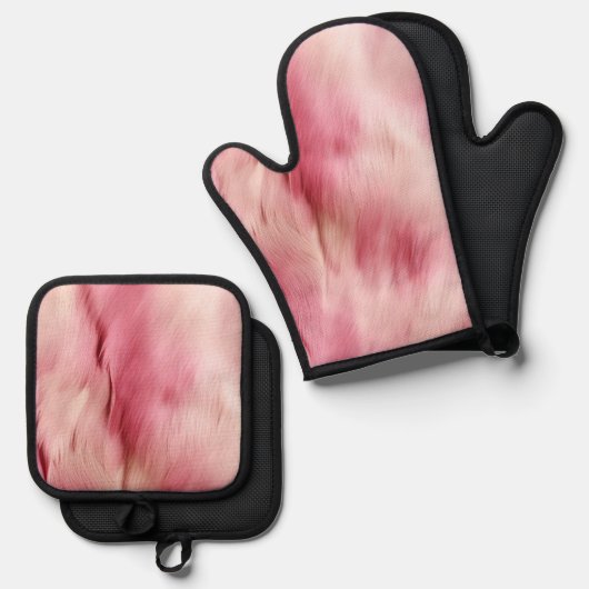 Chique roze cowgirl Koeienhuid Ovenwant & Pannenlap Set (Voorkant / Achterkant)