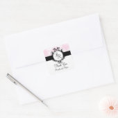 Chique roze damask Initiaal dank u bruiloft Sticke Vierkante Sticker (Envelop)