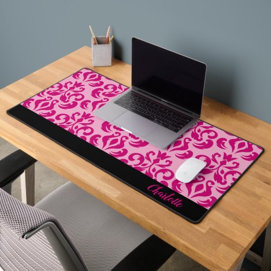 Chique roze damast bureau mat (Kantoor 2)