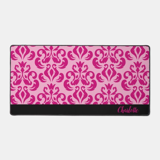 Chique roze damast bureau mat (Voorkant)