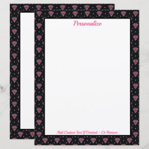 Chique roze diamantpatroon op zwart gepersonalisee