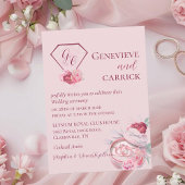 Chique Roze & Dieprode Trouwuitnodiging Kaart