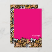 Chique Roze Dierenprint Hart Valentijn Naam Op Maa Bedankkaart (Voorkant / Achterkant)
