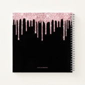 Chique Roze Dripping Glitter Monogram Schets Notitieboek (Achterkant)