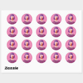 Chique roze en classy vrouw ronde sticker (Vel)
