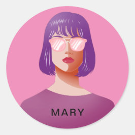 Chique roze en classy vrouw ronde sticker