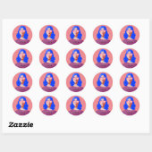 Chique roze en classy vrouw ronde sticker (Vel)